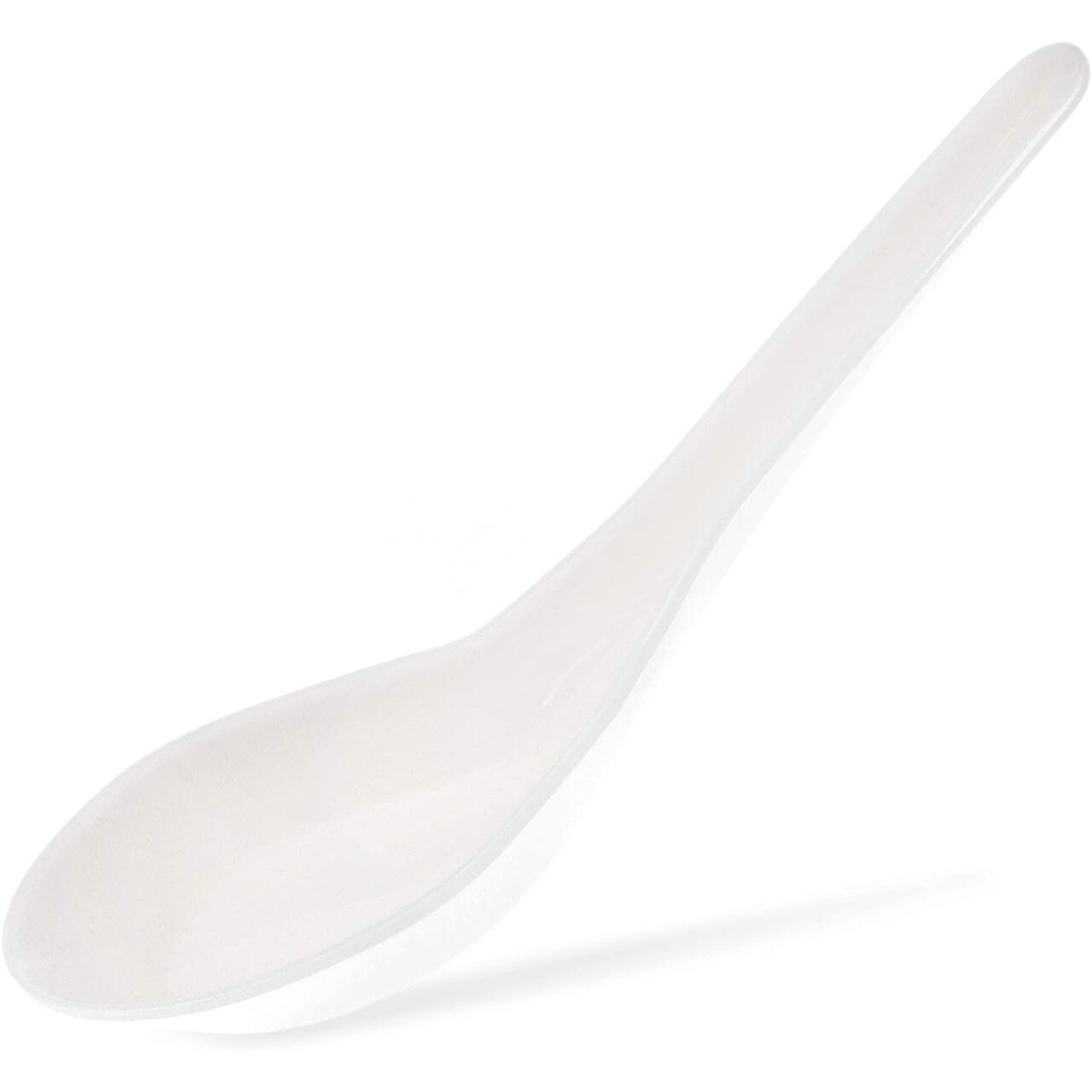 Juvale Disposable Soup Spoons - 50-Pack, White Plastic, 5.4-Inch - Deep Asian Soup Spoon for Ramen, Pho & Miso